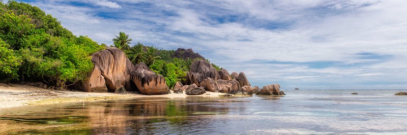 seychelles, beach, island, tropical, digue, la, palm, anse, sand, dargent, water, sea, paradise, ocean, source, nature, tree, summer, travel, rock, granite, landscape, coast, coastline, sky, stone, argent, panorama, panoramic, exotic Exotic beachphoto preview