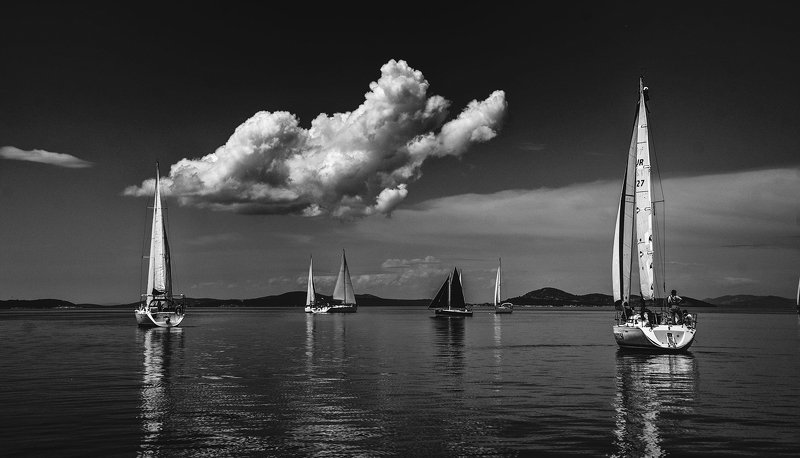 sail,sailing,sea,sky,boats,blue, silencephoto preview