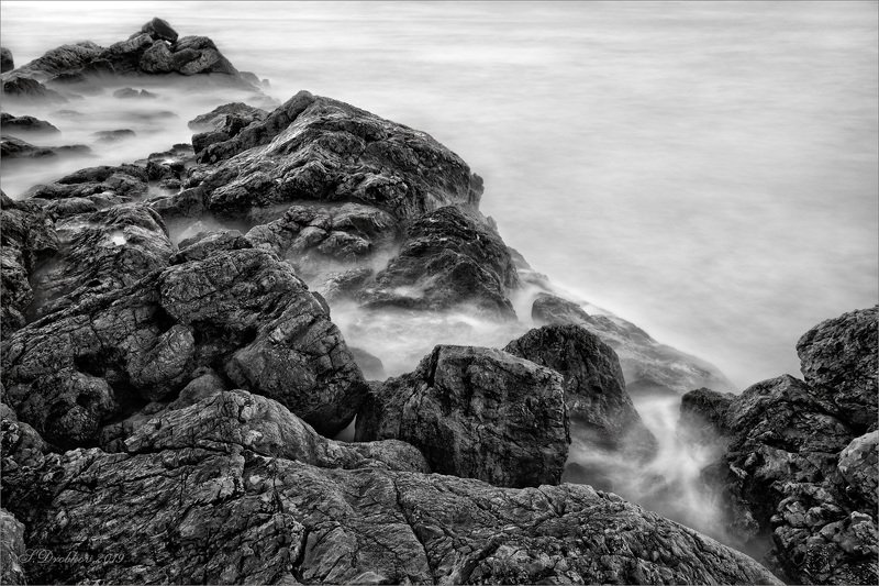 скалы, море, пейзаж, длинная экспозиция Тихий прибойphoto preview