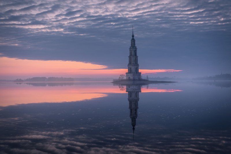 Калязин Россия колокольня рассвет Колокольня Никольского собора в Калязинеphoto preview