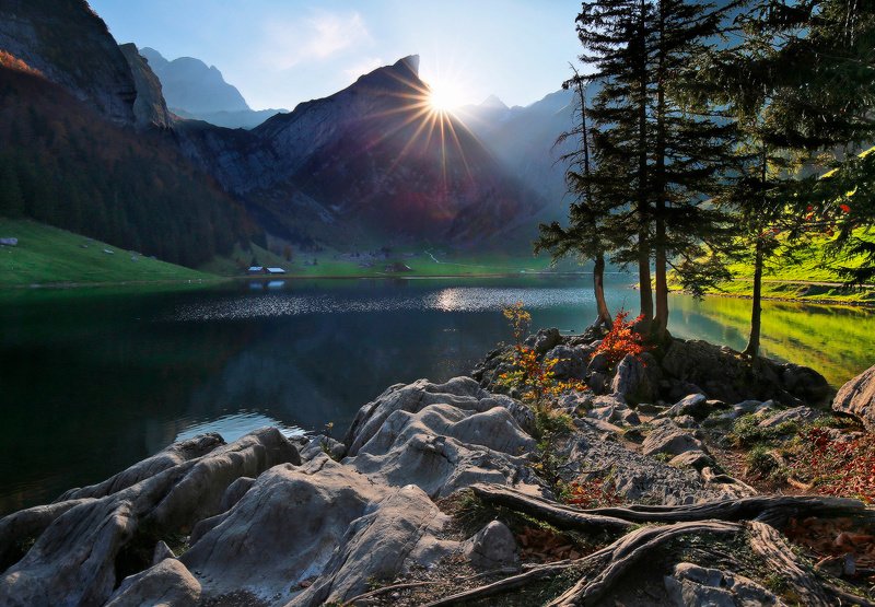 швейцария, альпы, горы Поймать уходящее солнцеphoto preview