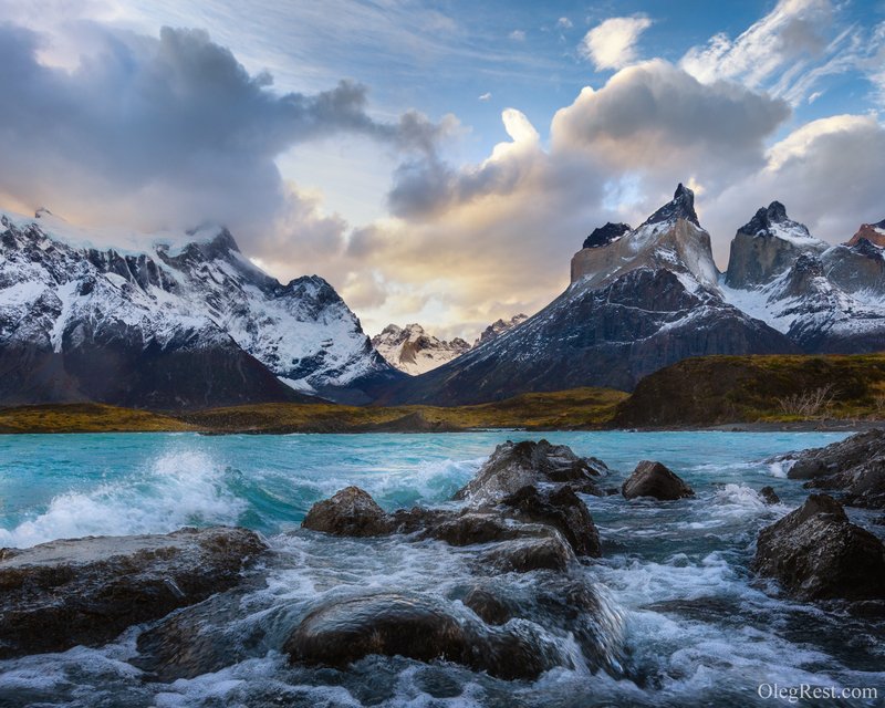 патагония горы чили озеро волны Лови волнуphoto preview