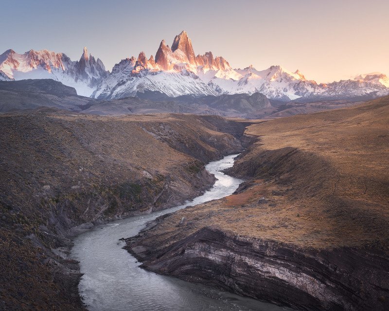 america, andes, argentina, autumn, beautiful, blue, canyon, cerro, chalten, el, fitz, fitzroy, glaciares, glacier, gorge, granite, hiking, iconic, landmark, landscape, monte, morning, mount, mountain, national, nature, outdoor, panorama, park, patagonia,  The Lonely Mountainphoto preview