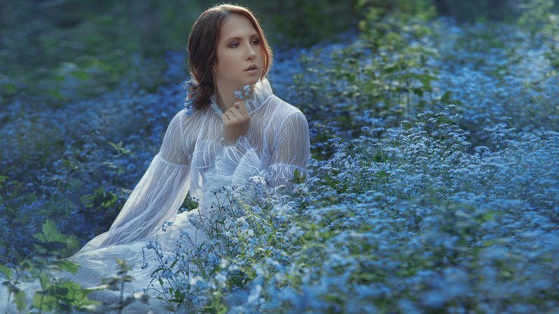 portrait, woman, light, canon, minsk, beautiful, forest, blue, sun Hannaphoto preview