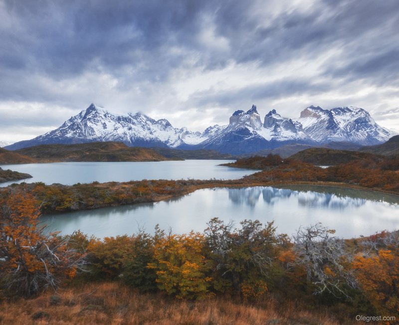 горы осень озеро отражение патагония чили Осень в Патагонииphoto preview