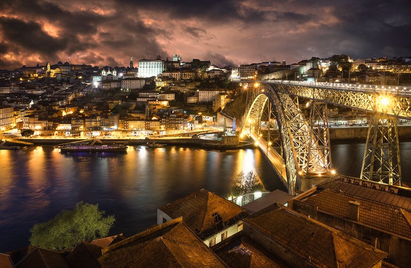porto, city, night, architecture, portugal, river, sunset, blue, light, Porto, Portugalphoto preview