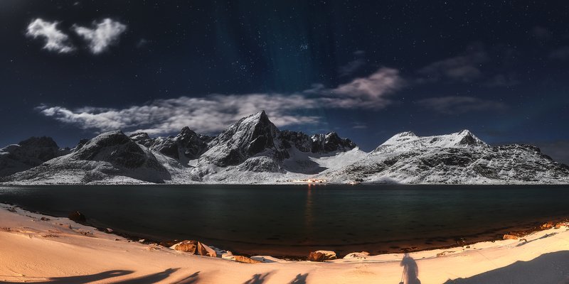 night, star, mysty, lofoten, moonlight, light, beach, seascape, mountains In The Moonlightphoto preview
