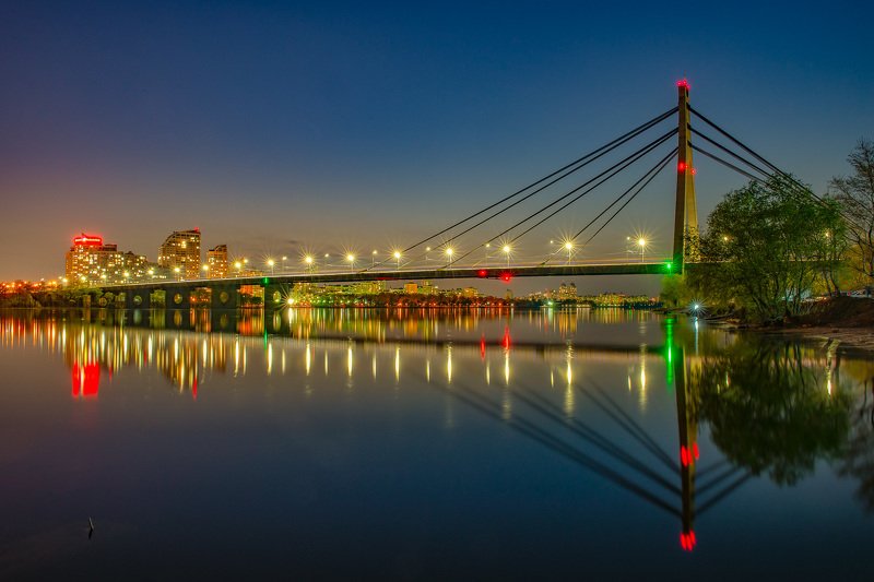 bridge, river, cityscape, night, reflection, sky, lights Северный мостphoto preview