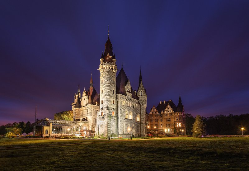 moszna, castle, poland, night, landscape, Moszna Castle, Polandphoto preview