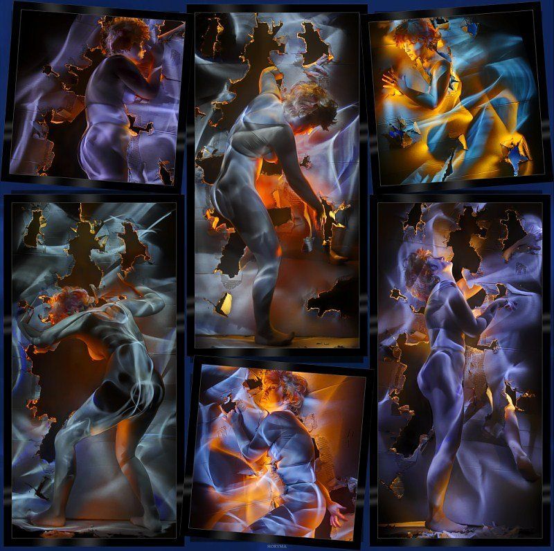 светографика, свет, портрет, картон, обнаженная натура, akt, nude, ню, дыра Akt... Картонные дыры фото превью