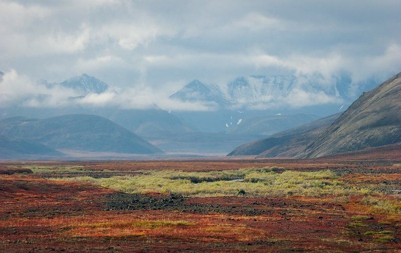 россия, чукотка, пейзаж, природа, сопки горы, осень, небо, облака, Далеко-далеко.photo preview