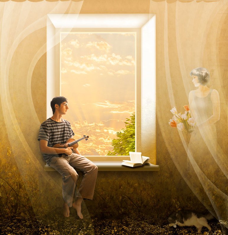 юноша, тихий, скрипка, вечер Если помечтать.photo preview