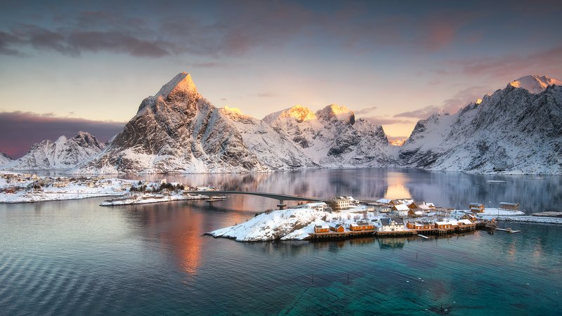 lofoten, sakrisoy, reflections, mountains, seascape, landscape, panorama, mystic, soothing, morning, light Morning In Sakrisoy v2photo preview