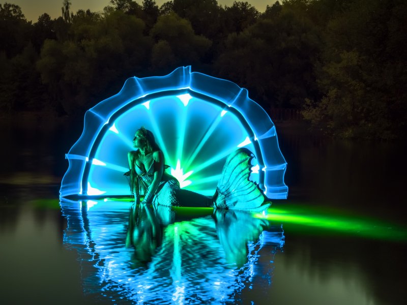 lightpainting, lightart, longexposure, nightphotography, light, night, portrait I met a real mermaid!photo preview