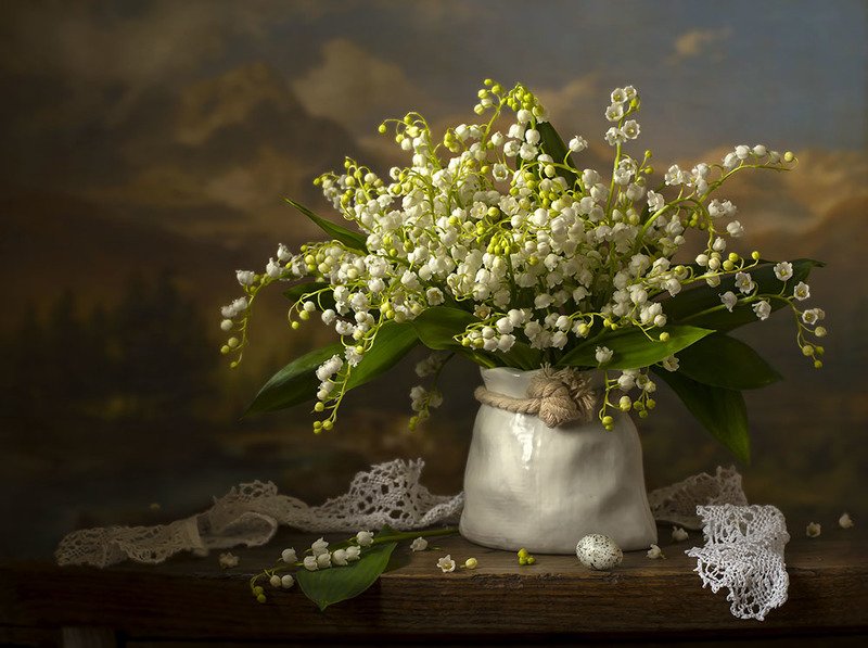 натюрморт с ландышами,весна,букет,цветы,художественное фото,искусство. Воробьиное яйцо.photo preview