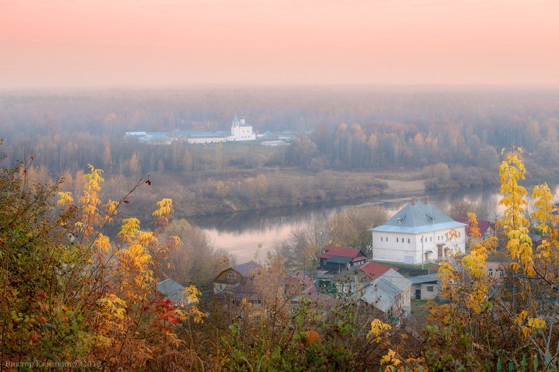 пейзаж, гороховец, монастырь, храм, клязьма, река Гороховец. Розовое утро.photo preview
