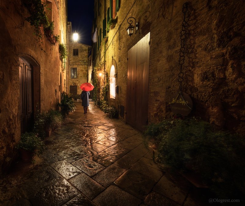 город, зонтик, девушка, улица Дождливый вечерphoto preview