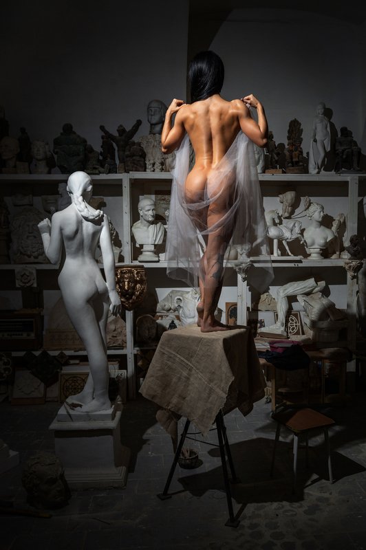 фото , цвет , гламур , модель , студия , портрет , девушка , брюнетка ,ню Там, где скульптуры оживают ...photo preview