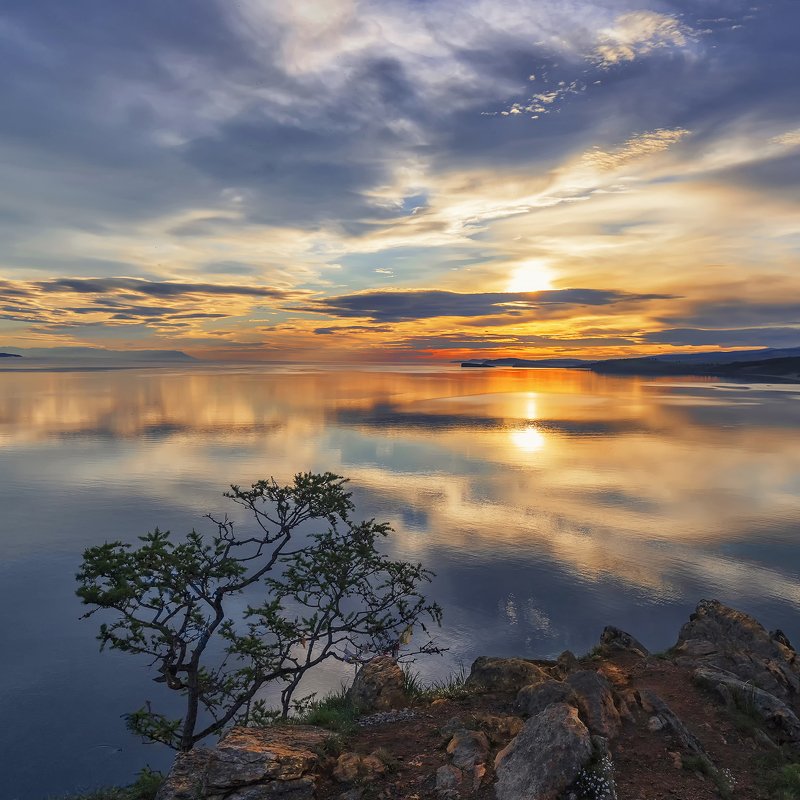 утро, восход, пейзаж, отражение, озеро, Байкал, зори Восходphoto preview