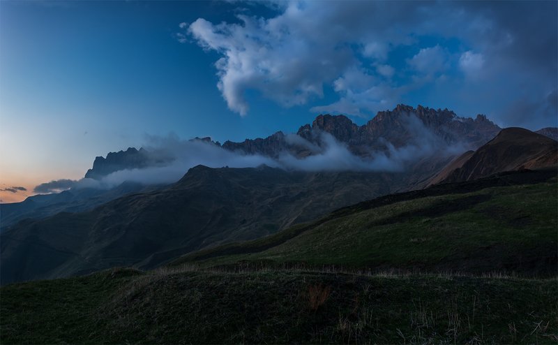 природа, пейзаж, горы, кавказ, природа россии, дикая природа, закат, свет, облака, вечер, весна, ***photo preview