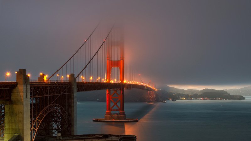 bridge, golden, gate, francisco, san, night, california, usa, city, bay, skyline, travel, sunset Night Bridgephoto preview