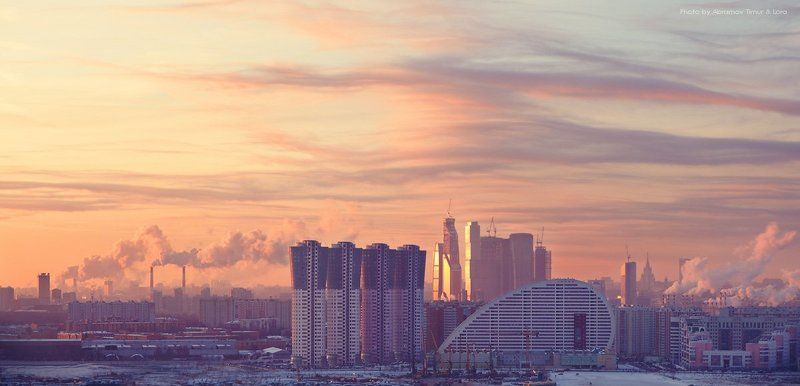 город, рассвет, москва Город втречает рассвет фото превью