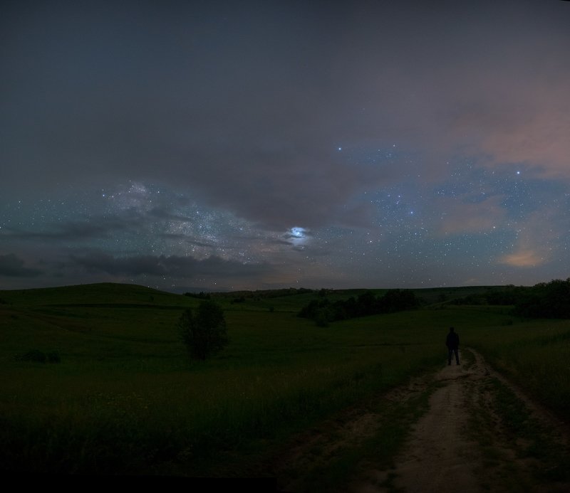 ночь, гроза, облака, ночной пейзаж, млечный путь, звзеды, night, nightscape, milky way, stars, cloudy night, thunderstorm Облачная ночь перед грозой фото превью