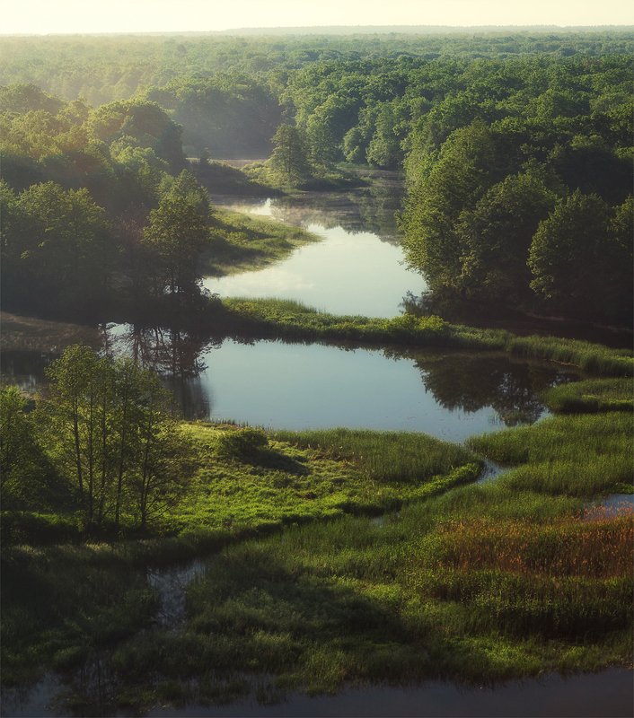 Река Воронеж и лёгкая дымка на воде после утреннего туманаphoto preview
