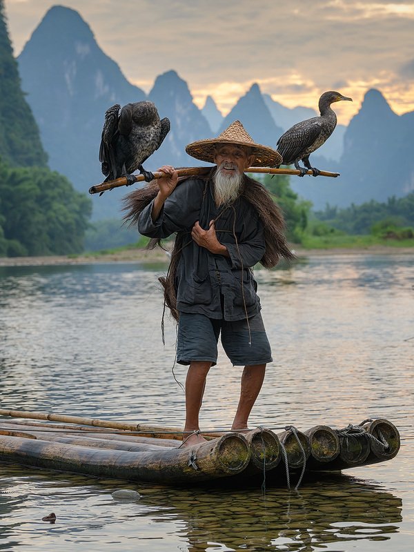 китай, старик, рыбак, баклан, бакланы Старик и бакланыphoto preview