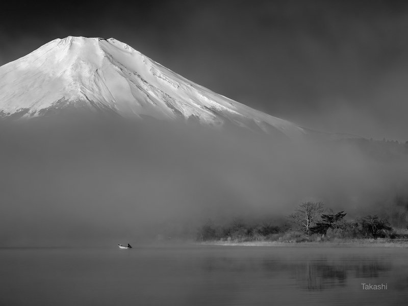 Fuji,Japan,mountain,lake,water,boat,tree,amazing,wonderful Beyond the fog 2photo preview