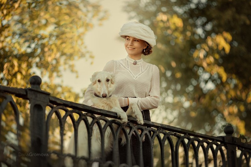 боке, натюрморт, дарья громова, фотография, фото, фотоарт, фотограф, закат, портрет, женский портрет, Дама с собакойphoto preview