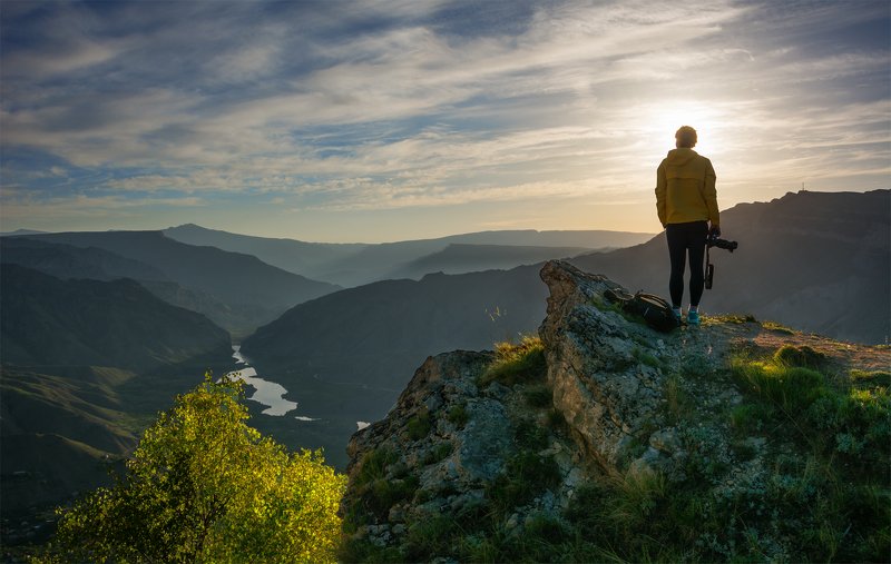 природа, пейзаж, горы, кавказ, природа россии, дикая природа, восход, свет, облака, рассвет, лето, утро ***photo preview