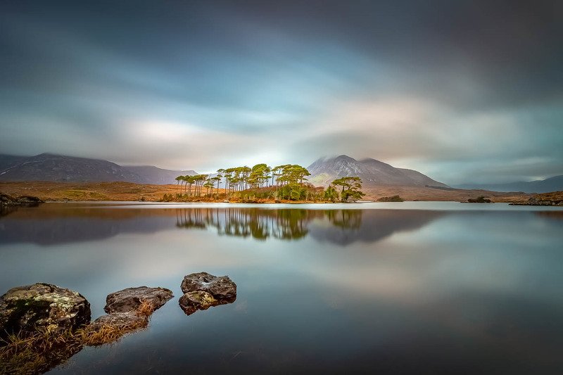 #landscape, #seascape, #waterscape, #lake, #mirror, #reflection, #dynamic, #calm, #sky, #clouds, #island, #trees, #stones, #ireland, #canon, #longexposure, #nature, #beautiful, #colorful, #mountains Connemaraphoto preview