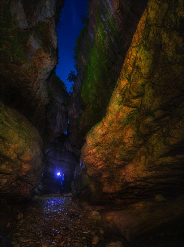 природа, пейзаж, горы, кавказ, природа россии, дикая природа, свет, облака, ночь, лето, Теснинаphoto preview