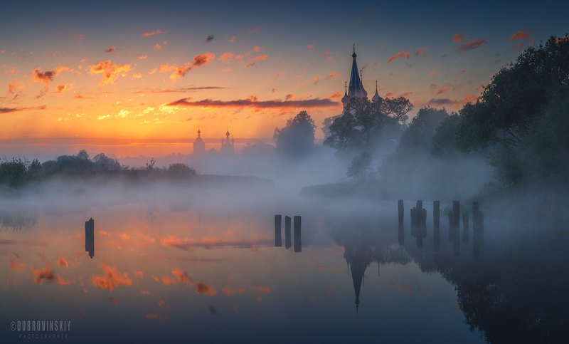 дунилово, теза, река, село, ивановская область, туман, рассвет Предрассветное мгновениеphoto preview