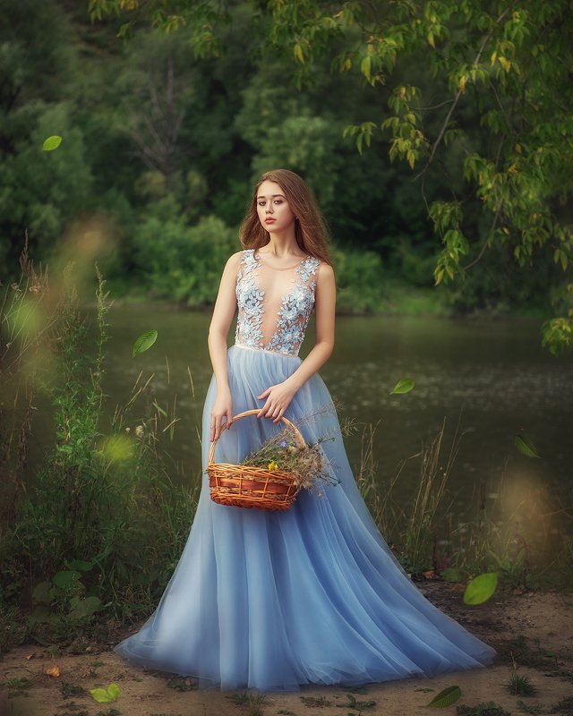 девушка, лето, природа, платье, река, портрет, girl, portrait, outdoor, nature, dress, river, blue photo preview