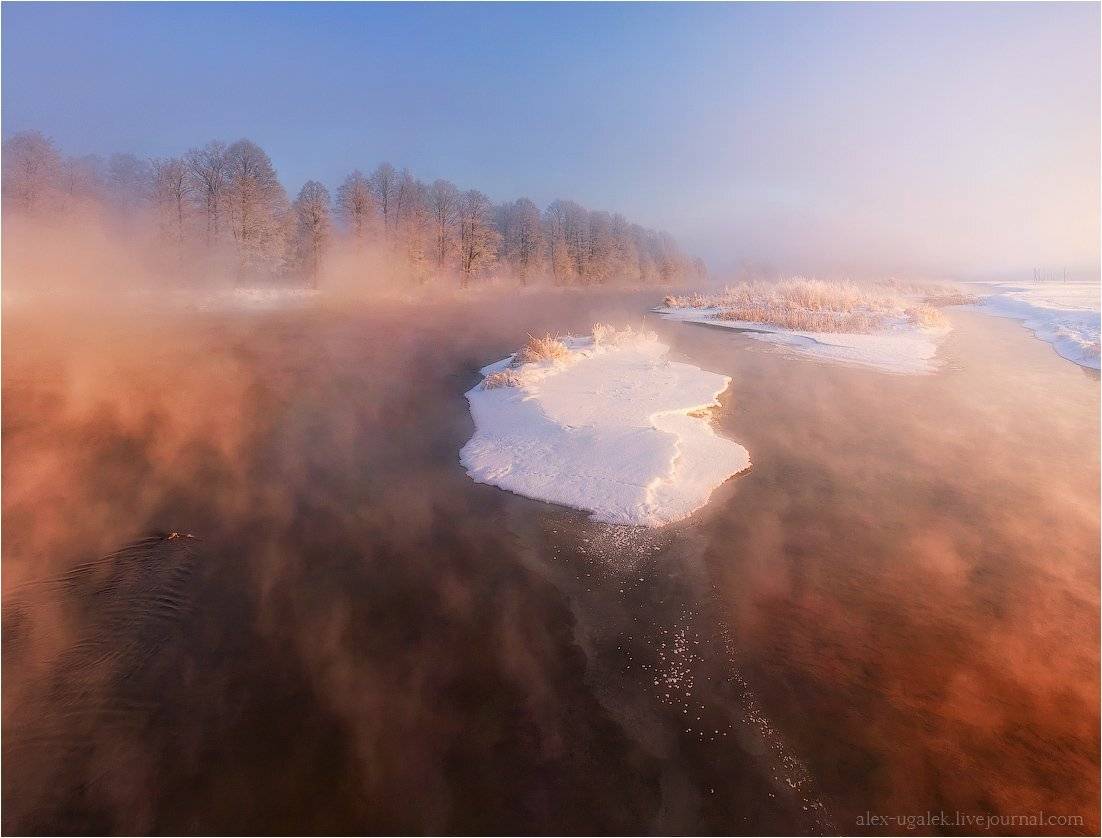 утро, солнце, мороз, вилия, беларусь, река, зима, туман, угальников, алексей, Алексей Угальников