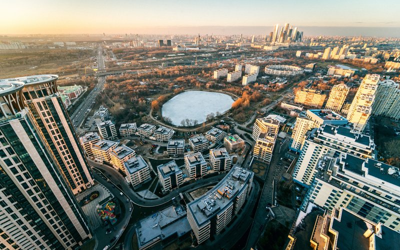 moscow, architecture, panorama, sunset, rooftop ЖК \