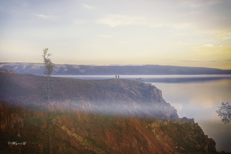 утро, восход, пейзаж, отражение, озеро, Байкал, зори Встреча рассветаphoto preview