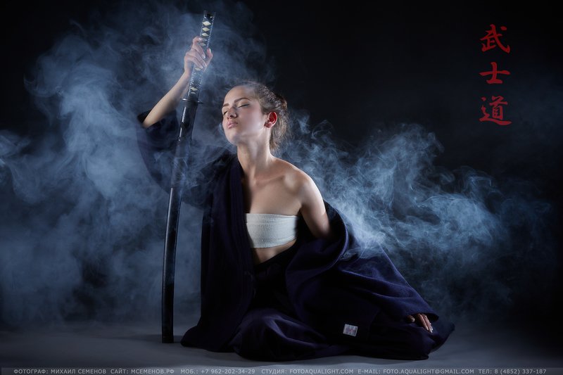 михаилсеменов, аквалайт, самурай, бусидо, девушка, катана, воин 武士道 (bushido)photo preview
