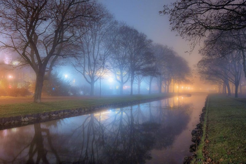 вечер, канал, туман, свет Туманphoto preview