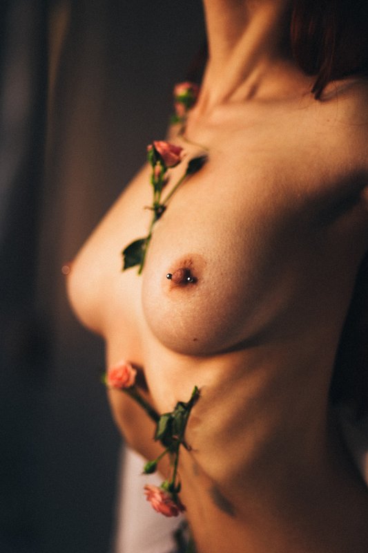 девушка, небо, солнце, розы, цветы, свет, артню, топлесс, nude, ню Мphoto preview