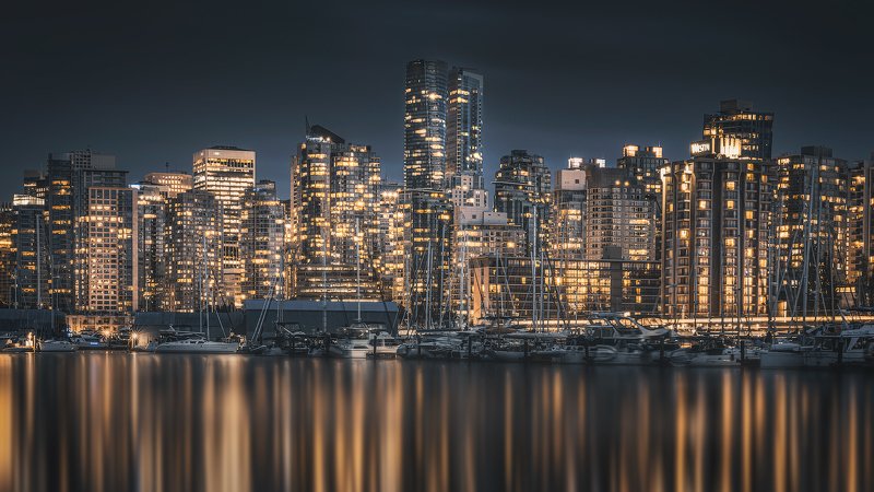 city,night,vancouver,canada,blue hour Twinkling Llightsphoto preview