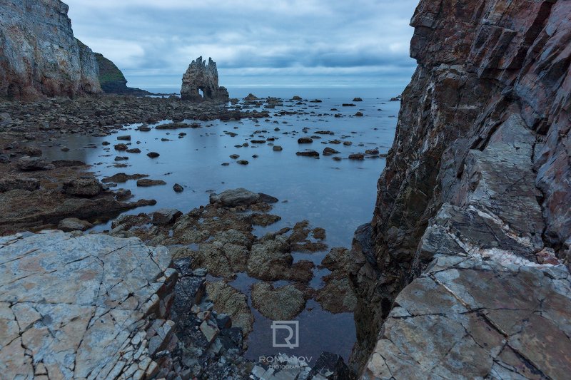 скала, гора, утес, небо, облака, море, закат, пляж, океан, синий, лето, рассвет, морской пейзаж, побережье, вода, длинная выдержка, Портисуэльо, Астурия, Испания Portizuelo blue  - Портисуэльское голубоеphoto preview