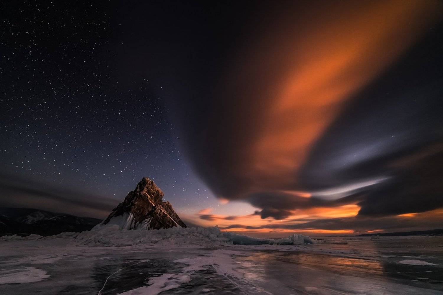 байкал, пейзаж, ночь, россия, зима, звезды, Екатерина (PhotoJourneys.ru) Васягина