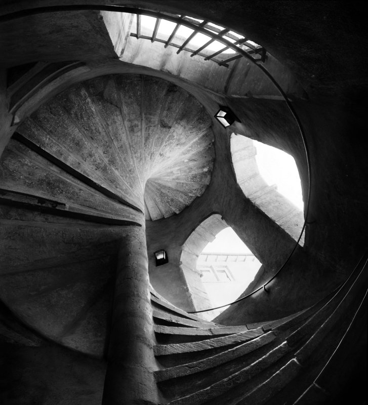 spiral, staircase, old, building, lyon, france, europe, city, circle, stairs, up, windows Lights and Shadowsphoto preview