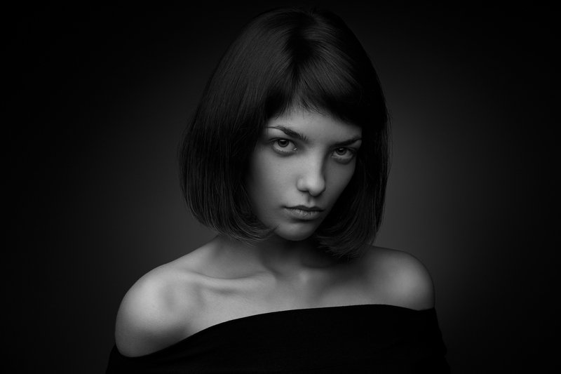 портрет, девушка, студия, чб ***photo preview