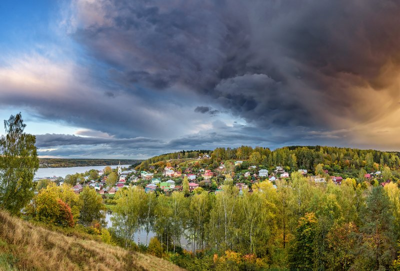 плёс, кот, закат, волга, осень, облака, После дождяphoto preview