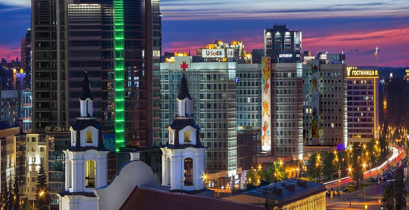 беларусь, город, минск, вечер, фотосфера-минск Архитектурные меридианы XXI и прошлогоphoto preview