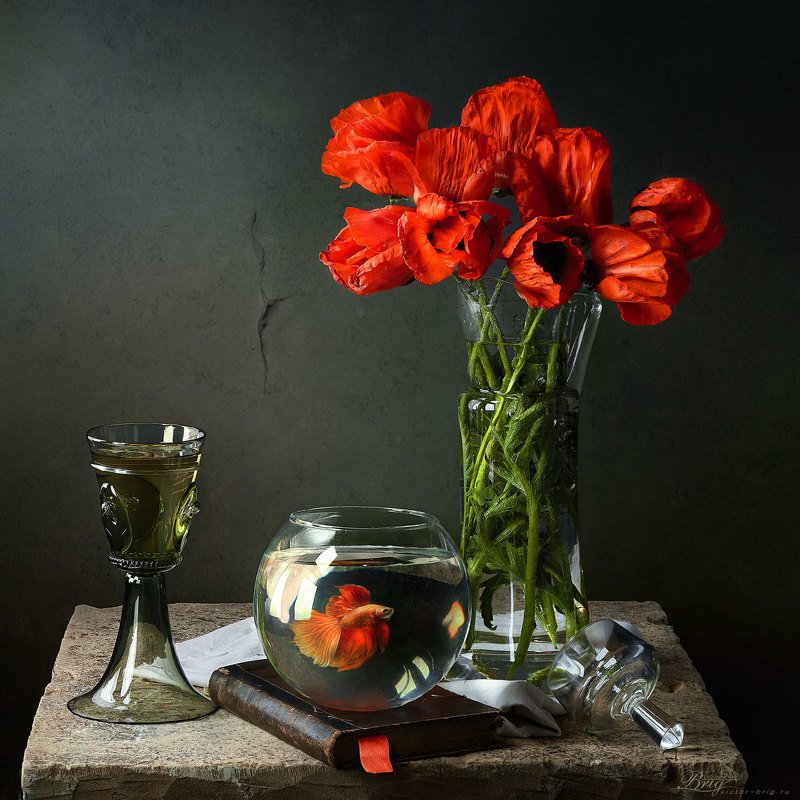 Маки рыбка бокал \